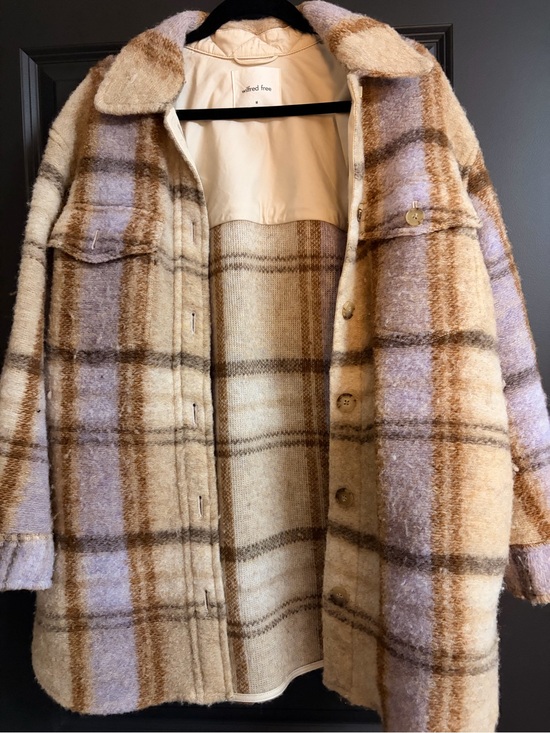 Aritzia Jackets & Blazers - Aritzia Wilfred Free Ganna Plaid Jacket in Cream, Brown & Lavender